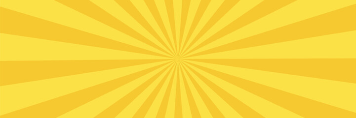 Yellow banner with Sun rays, lines background, light