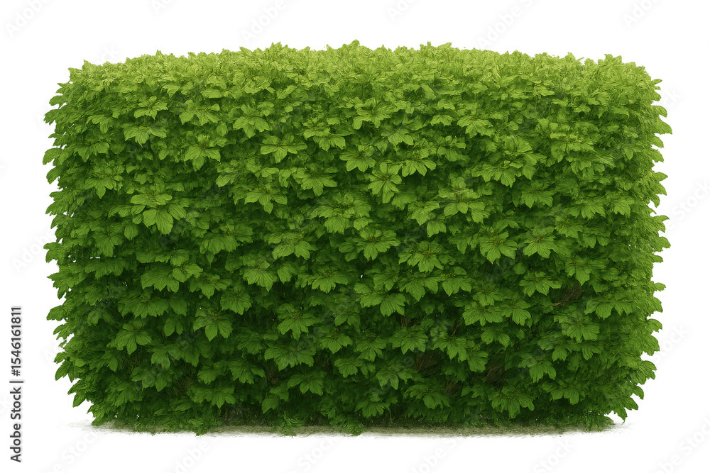 Poster green hedge creating dense privacy barrier, natural landscape element with crisp borders, perfect fo