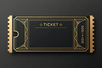 Elegant black and gold art deco style ticket stub design template