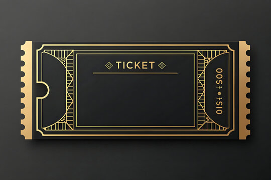 Elegant black and gold art deco style ticket stub design template