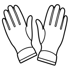 Doctor Gloves Pair Line Drawing