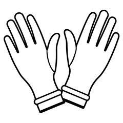Doctor Gloves Pair Line Drawing