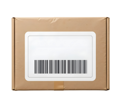 Shipping Label Template Blank with Barcode Area – Transparent Background.