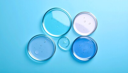 Blue Gel in Petri Dishes.