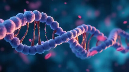 Metabolic disorders concept ,DNA molecule close up with glowing blue and purple strands showing detailed structure and flowing - Powered by Adobe