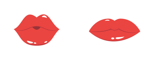 Sexy lips of women or girls flat vector illustrations set