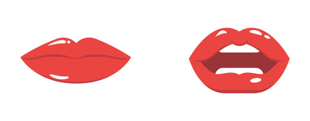 Sexy lips of women or girls flat vector illustrations set