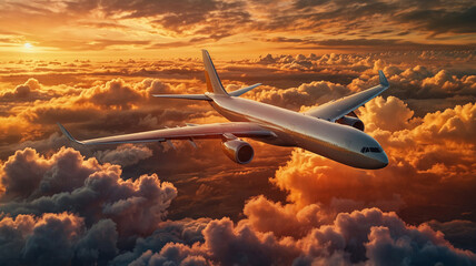 front view of photorealistic passenger plane landing