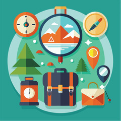 Travel flat icon vector set for web design and digital media illustration