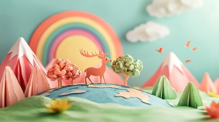 Colorful Easter eggs nestle in the green spring grass amidst vibrant flowers, celebrating the holiday spirit under a clear sky