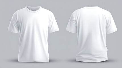 Blank white t-shirt template. Front and back views. Vector illustration. .