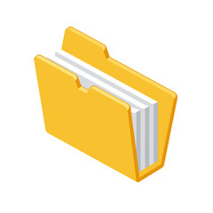 Open and close folders with documents. Folders icons isolated on white background. Folders set