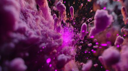 gradient with scattered glowing light particles and vibrant tones