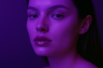 Vibrant Purple Portrait Lighting with Intense Expression
