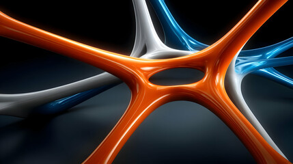 shapes in high saturation dancing across a dark digital surface
