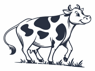 Happy Cow with Black Spots Standing in Grass V E C T O R Illustration cattle bovine