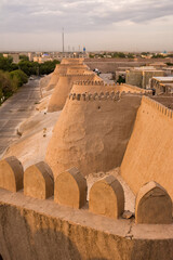 Ancient City Walls of Khiva under a Cloudy Sky
