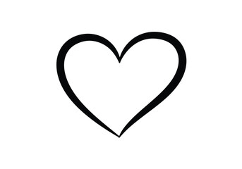 Aesthetic heart drawing. It is a sleek black and white line drawing of a single heart, embodying aesthetic simplicity and classic elegance. Vector sketch line art draw.