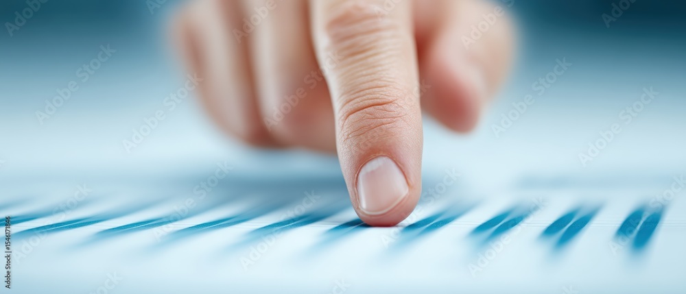 Poster analyzing data trends with touchscreen technology office environment digital interaction professiona