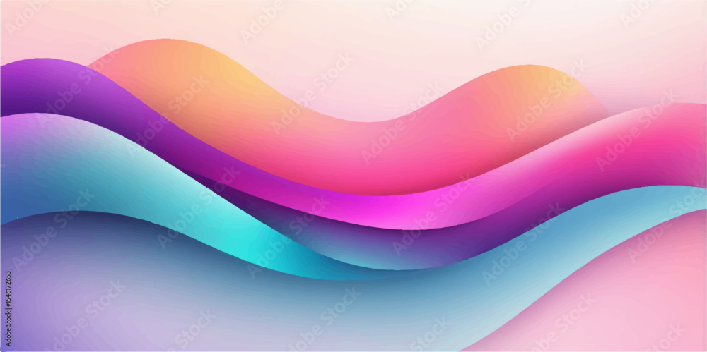 Poster abstract colourful background with flowing wave patterns, a vector illustration of vibrant rainbow c
