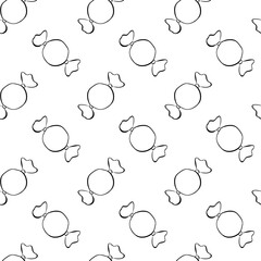 Jellybeans Seamless pattern. Vector graphic line ink illustration. Perfect for cards, decorations, stickers, logo, various designs. poster, flyer, banner, invitation, social media, party or sale