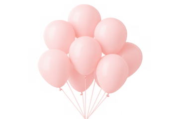 Pink balloons floating on a transparent background, perfect for celebrations, birthdays, and party decorations