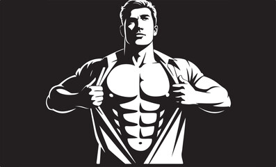 Obraz premium Muscular man ripping shirt strong bodybuilder