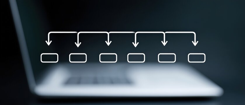 Digital flowchart design online workspace visual content tech environment close-up view conceptual overview for enhanced clarity - Powered by Adobe