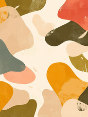 Colorful abstract shapes create a vibrant pattern suitable for modern home decor and artistic projects