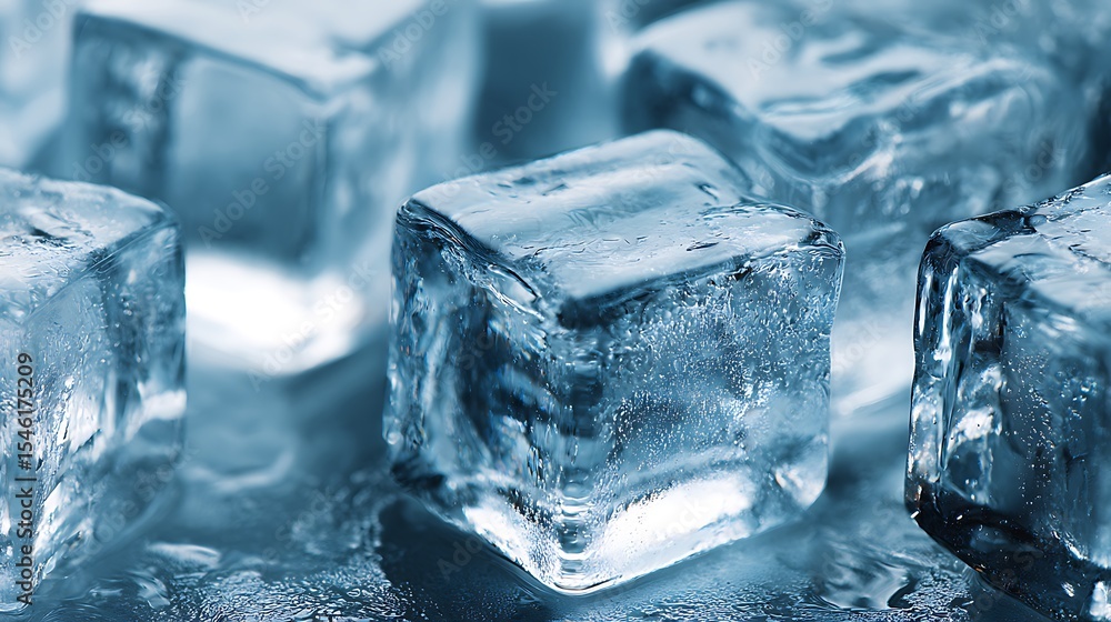 Poster Closeup ice cube pattern texture background, cold drink and refreshment concepts