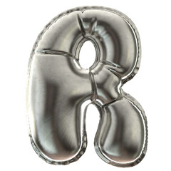 R letter Silver ballon
