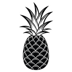 Obraz premium Pineapple Fruit Outline in Silhouette Vector
