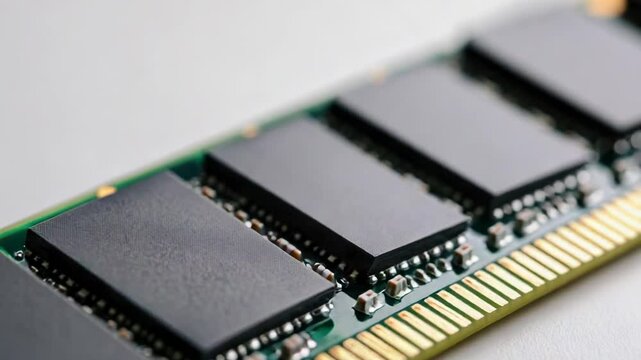 A detailed view of a computer memory chip