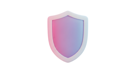 Glossy Pink Shield Security on Transparent Background