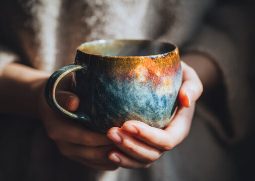 close-up of hands gently holding ceramic mug, artistic solitude with mindfulness energy" --chaos 25 --ar 3:2 --stylize 70 --v 7 Job ID: 555fbd0c-a93e-4672-86ce-d3df1f5db19b