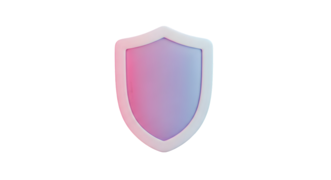 Glossy Pink Shield Security on Transparent Background