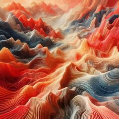 "Whispers of Color: A Dance of Waves and Silk"