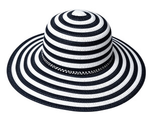 Stylish black and white striped sunhat.