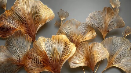 Golden Ginkgo Leaf Wall Art Autumn Luxury Vector Design for Modern Home Decor and AutumnFall Themed Interior Spaces, Embracing Elegance and Warmth. .