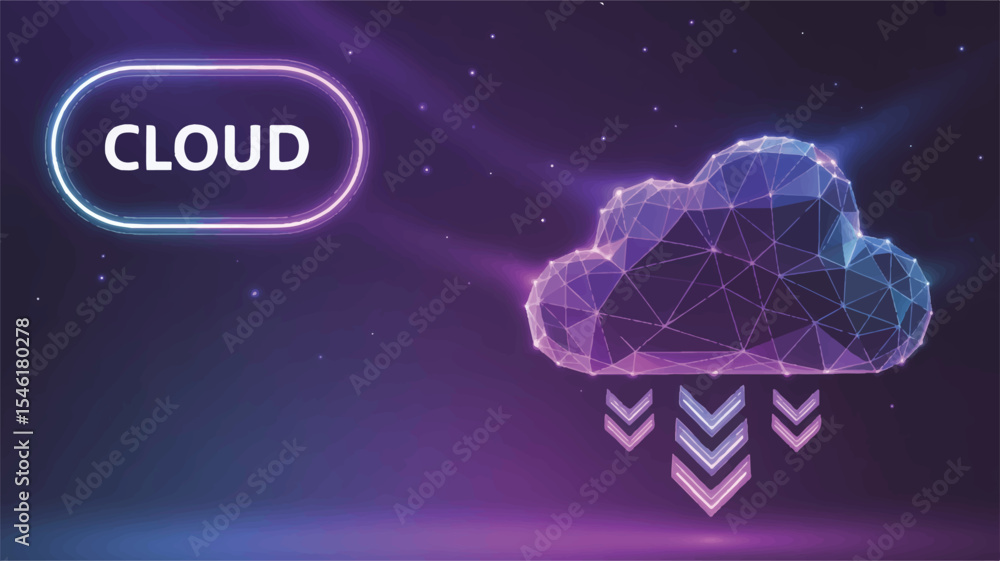 Poster digital illustration abstract cloud computing concept