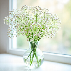 High-resolution pencil-style floral bouquet illustration in white tones representing elegance and serenity with copy space