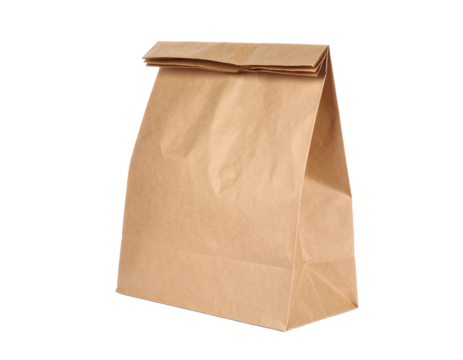 Simple brown paper lunch bag for food storage.