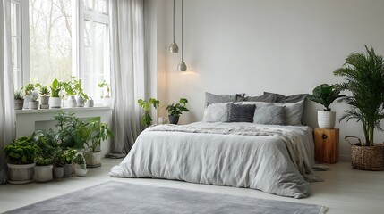 Fototapeta premium Cozy living room with soft white carpet