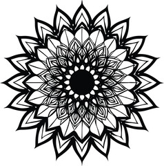 Intricate Black and White Mandala Design with Colorful Accents for Creative Projects