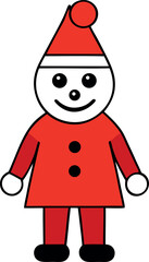Flat Style Kawaii Christmas Character With Merry Face Fro