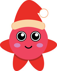 Flat Style Kawaii Christmas Character With Sparkling Eyes