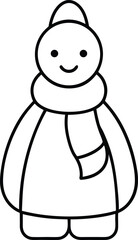 Flat Style Line Art Christmas Character With Cozy Scarf Fro