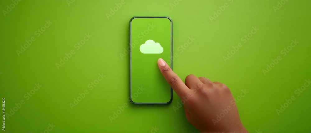 Poster cloud storage action on smartphone digital environment technology concept user-friendly interface gr