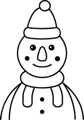 Flat Style Line Art Christmas Character With Frosty Nose Fr