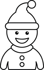 Flat Style Line Art Christmas Character With Jolly Smile Fr